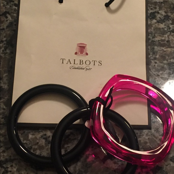 Talbots bundle Bangle bracelets (3) - pink/black - Picture 4 of 5
